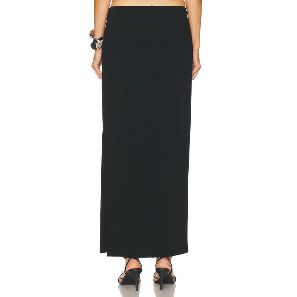 Khaite Lilith Crepe Side Slit Midi Skirt in Black 0 - Picture 4 of 4